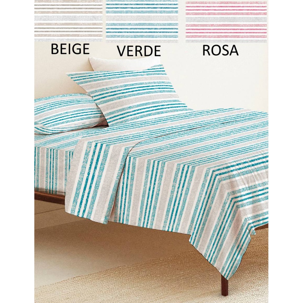 Completo lenzuola in puro cotone 100% una piazza e mezza rigato SOTTOCOSTO