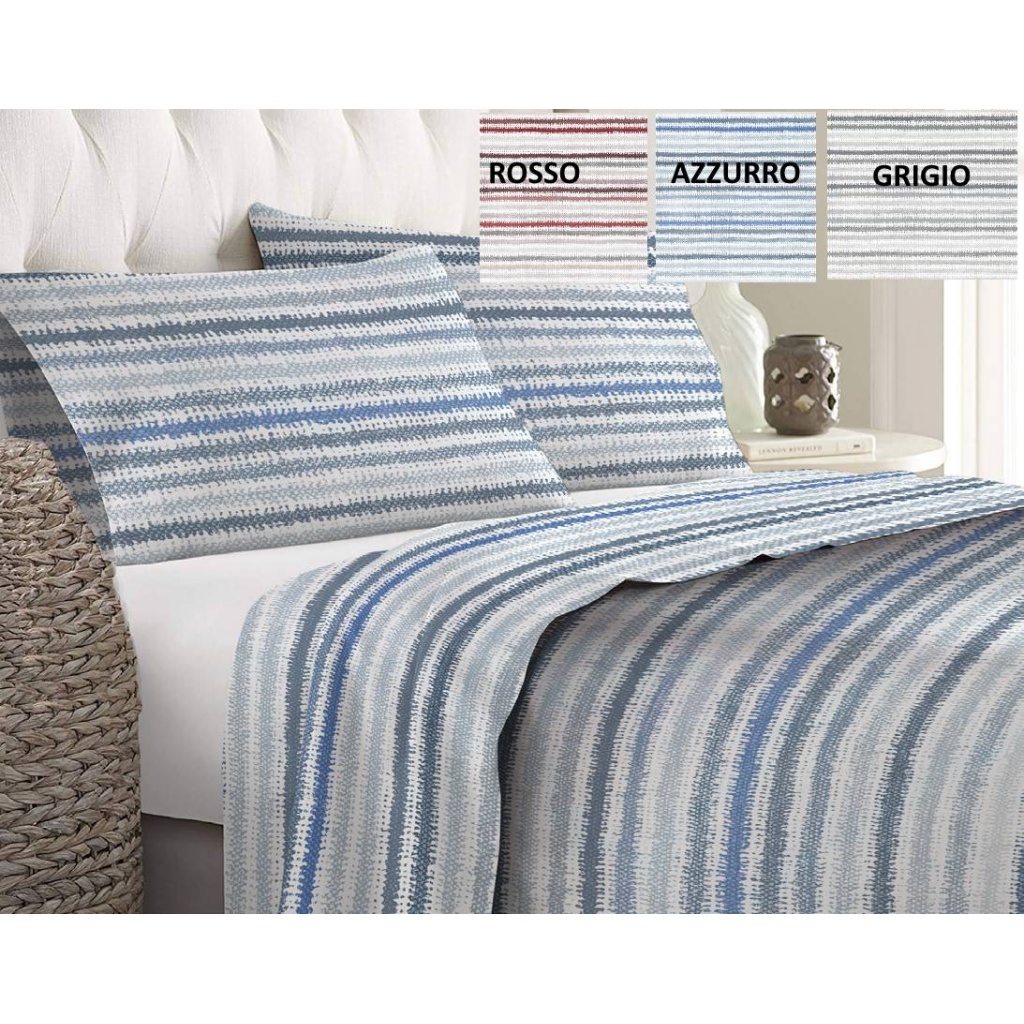 Completo lenzuolo in felpato letto singolo una piazza disegno rigato