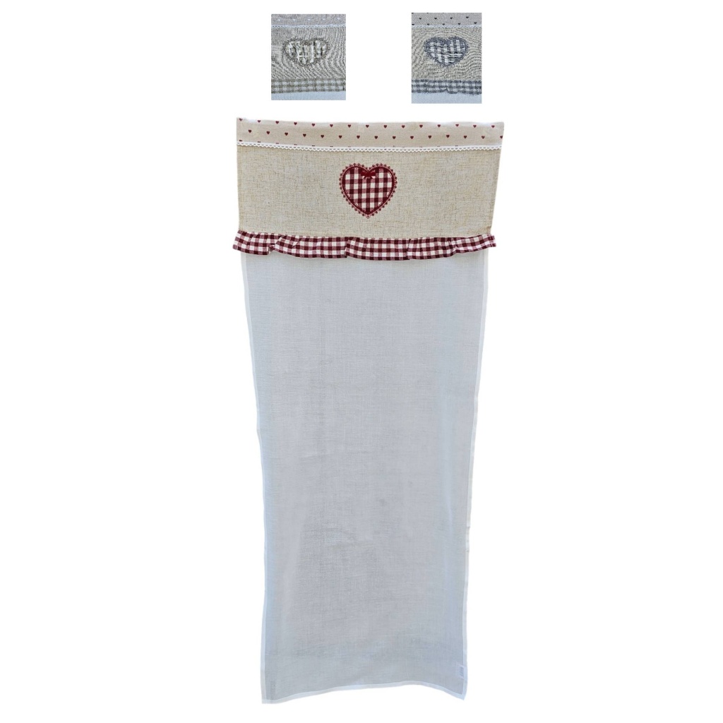 Coppia tende lino cotone cm 60×150 adatte per cucina disegno tirolese shabby