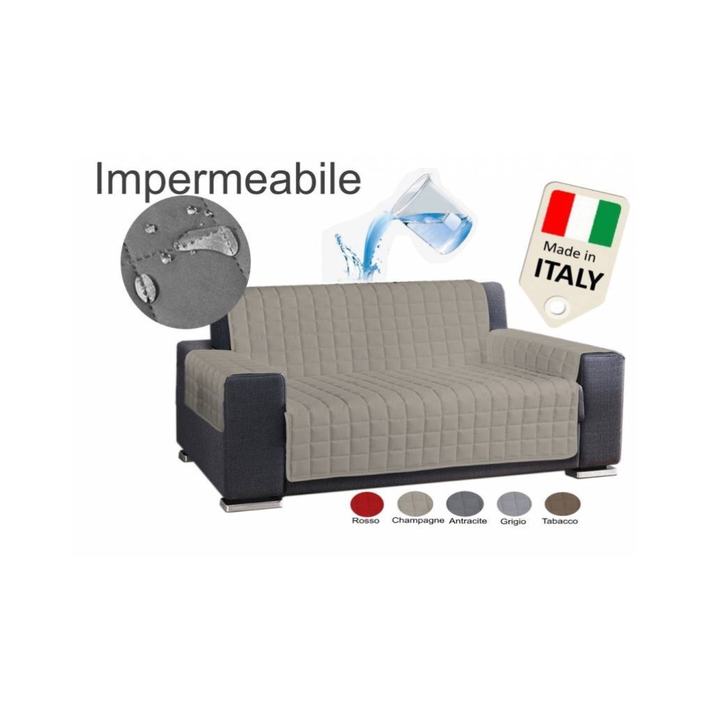 Copridivano 2 posti impermeabile ANTIMACCHIA tinta unita Panna made in Italy