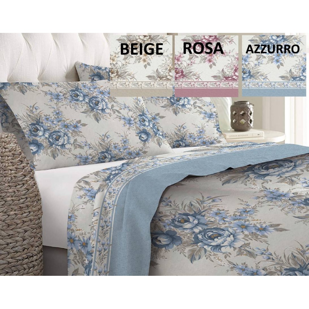 Lenzuoli matrimonio cotone felpato made italy anti pilling dis. Fiorato