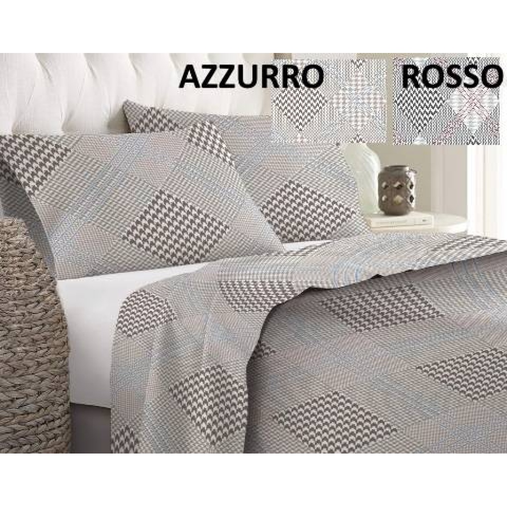 Lenzuolo 2 piazze cotone felpato made italy anti pilling dis tipo pied de poule