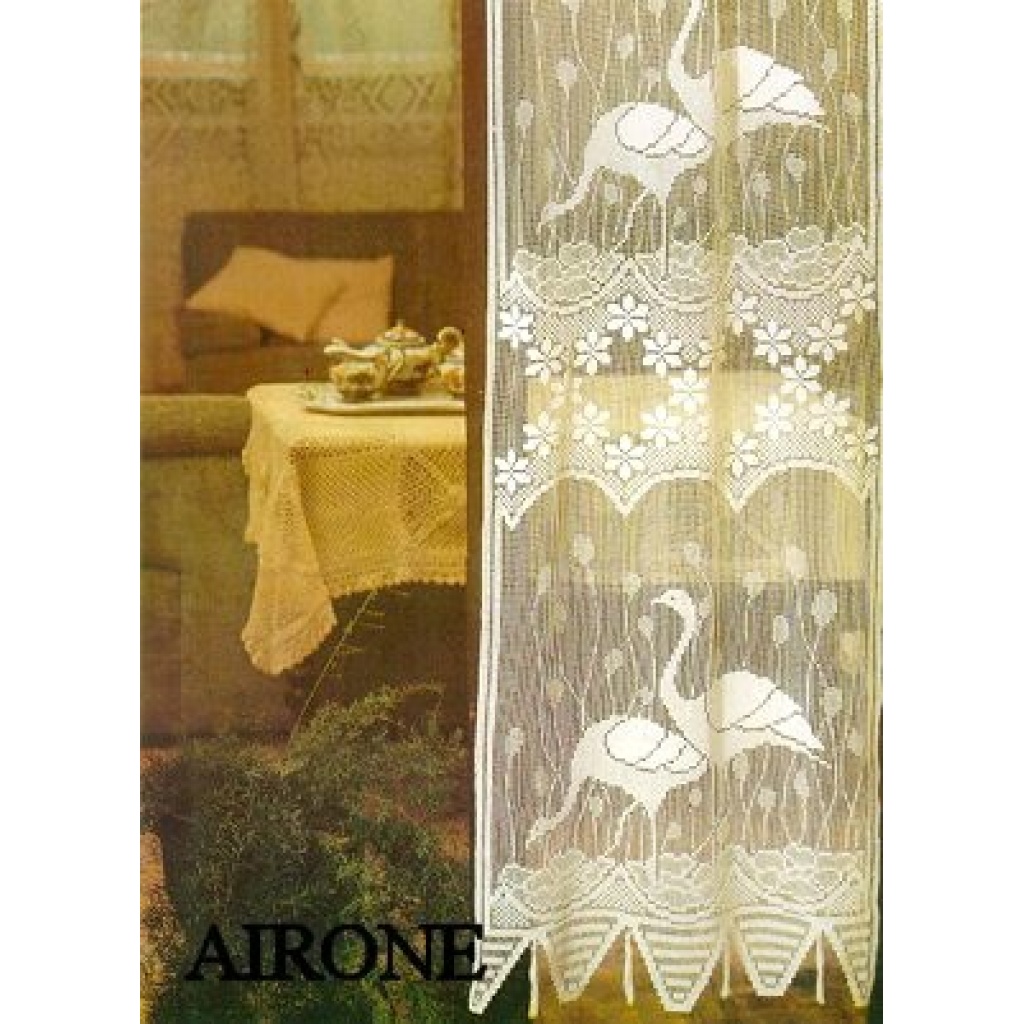 Tenda in FILET ricamata A MANO made in Italy  AIRONE
