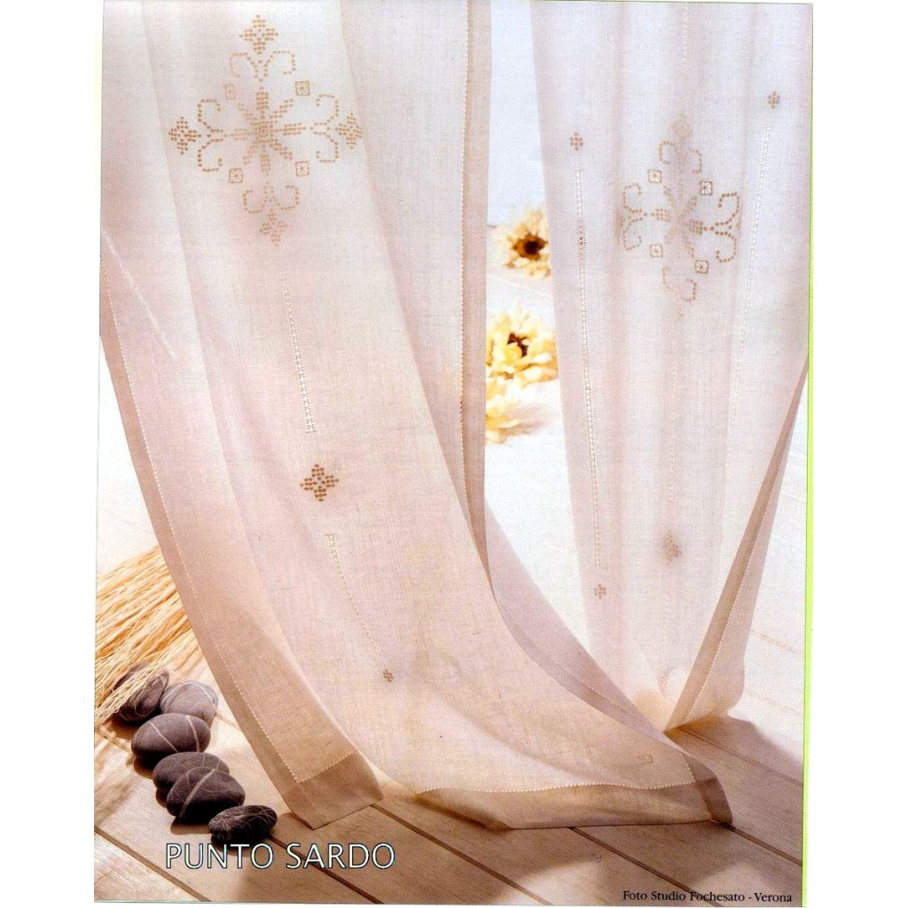 Tenda Tendone Tendaggio RICAMATI A MANO made in Italy  PUNTO SARDO