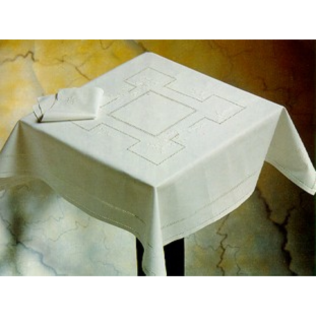 Tovaglia Centro tavolo RICAMO A MANO intaglio made in Italy COTONE FRANCESCA