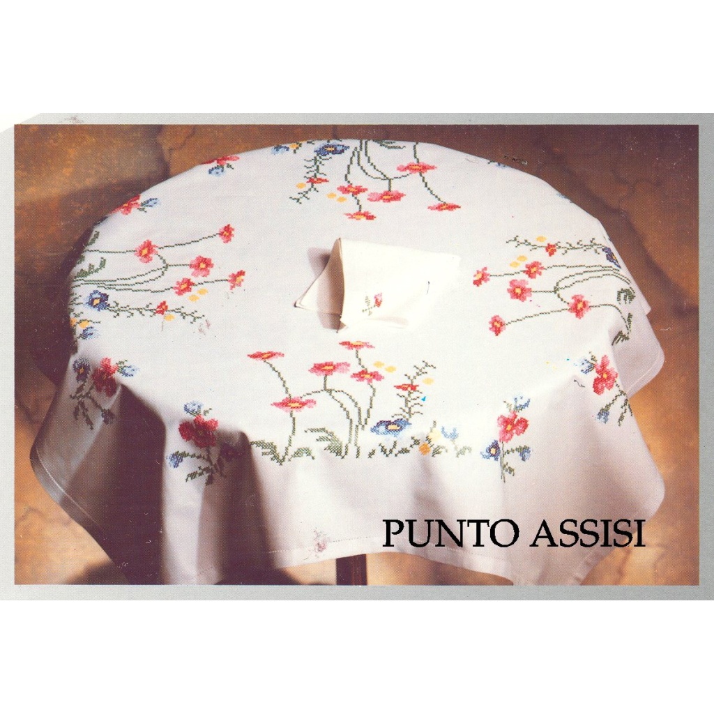 Tovaglia piccola RICAMATA A MANO made in Italy COTONE PUNTO ASSISI