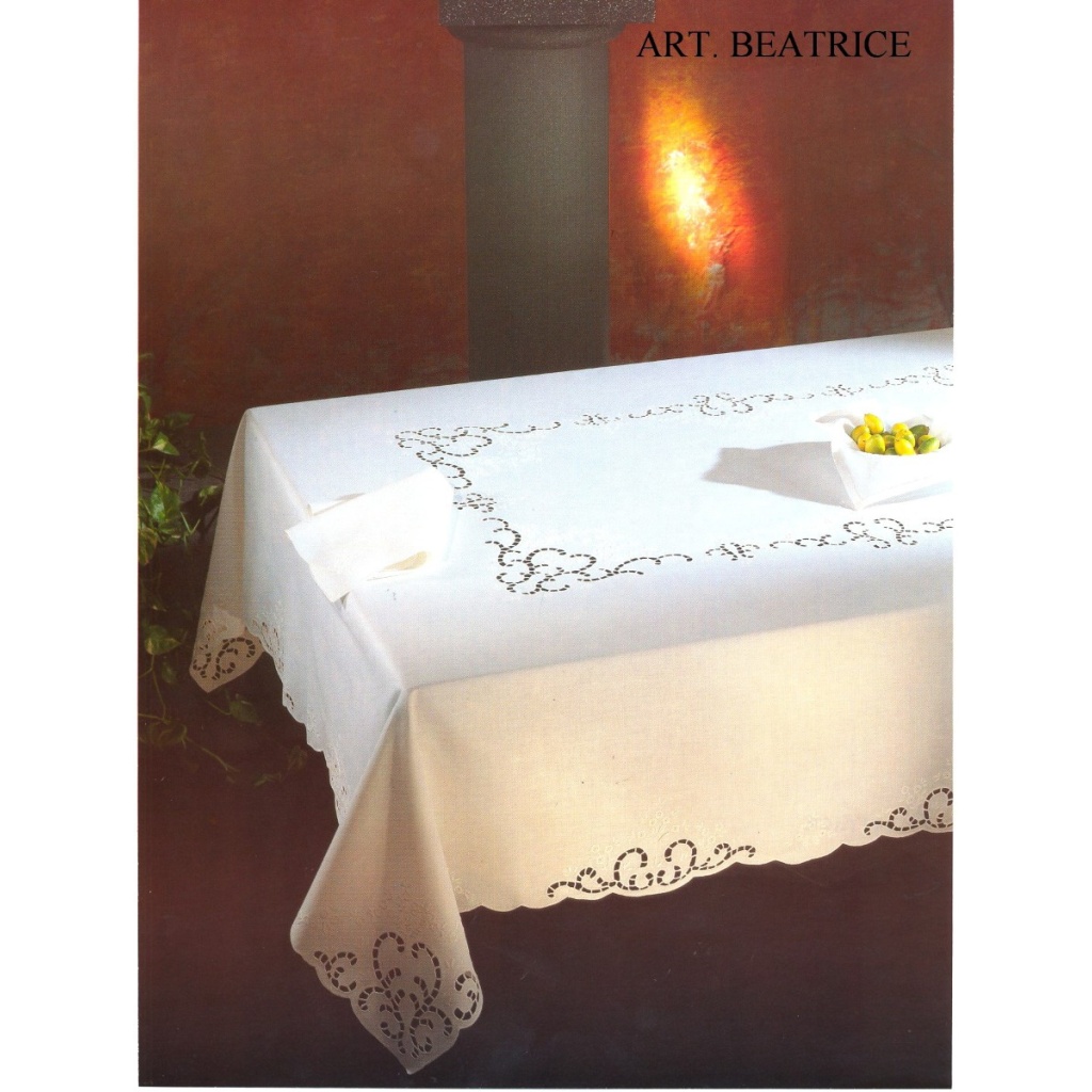 Tovaglia RICAMATA A MANO made in Italy COTONE BEATRICE