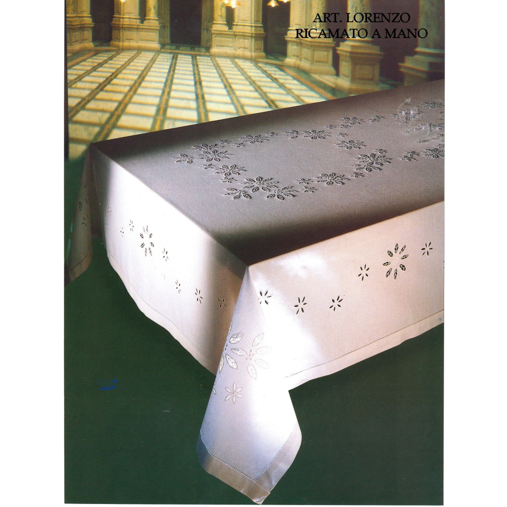 Tovaglia RICAMATA A MANO made in Italy COTONE LORENZO A MANO