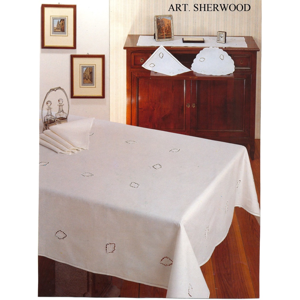 Tovaglia RICAMATA A MANO made in Italy COTONE SHERWOOD