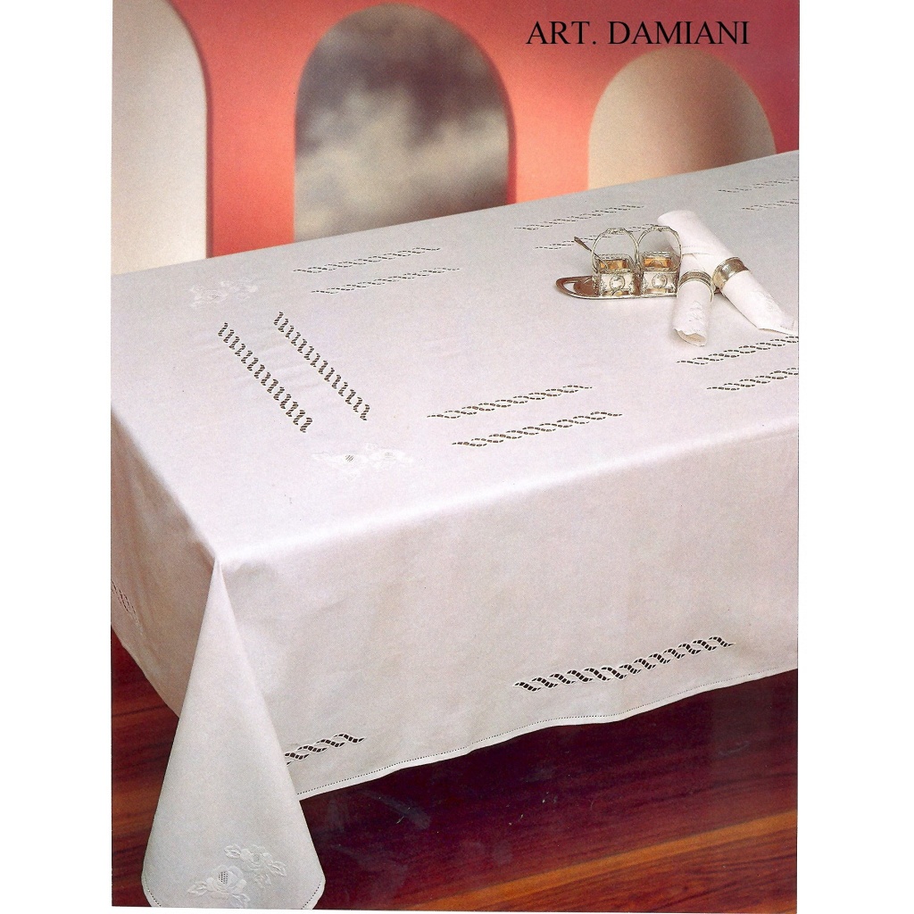 Tovaglia RICAMATA A MANO made in Italy LINO DAMIANI
