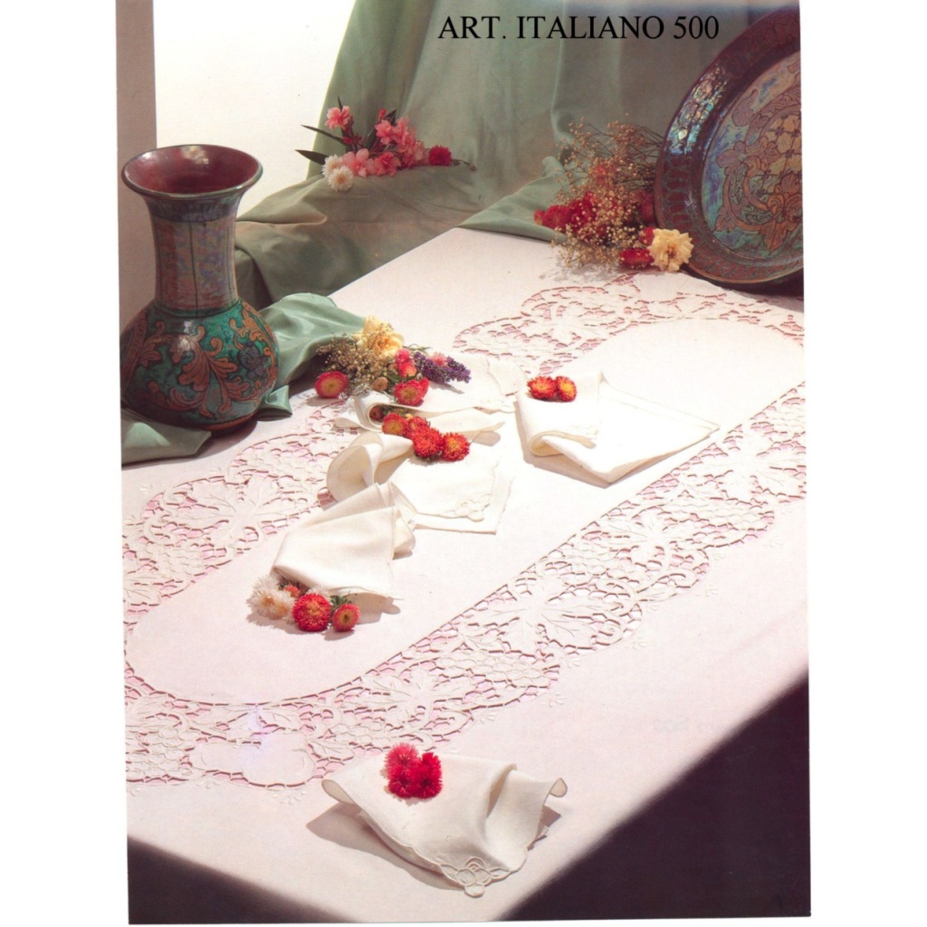 Tovaglia RICAMATA A MANO made in Italy LINO ITALIANO 500
