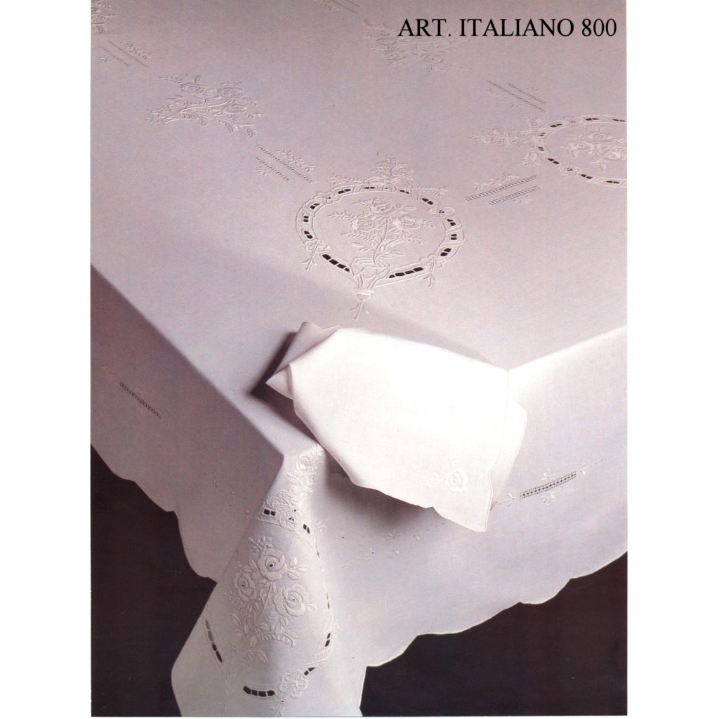 Tovaglia RICAMATA A MANO made in Italy LINO ITALIANO 800
