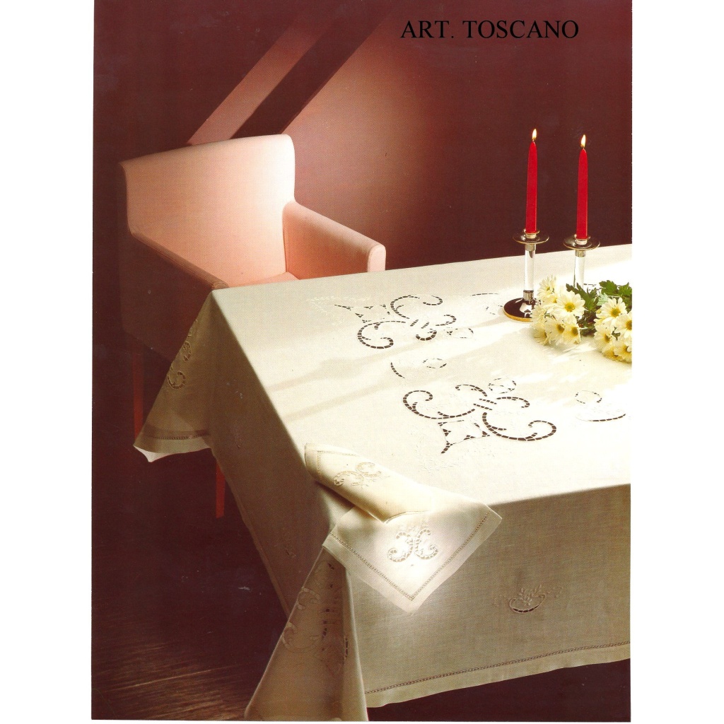 Tovaglia RICAMATA A MANO made in Italy LINO TOSCANO