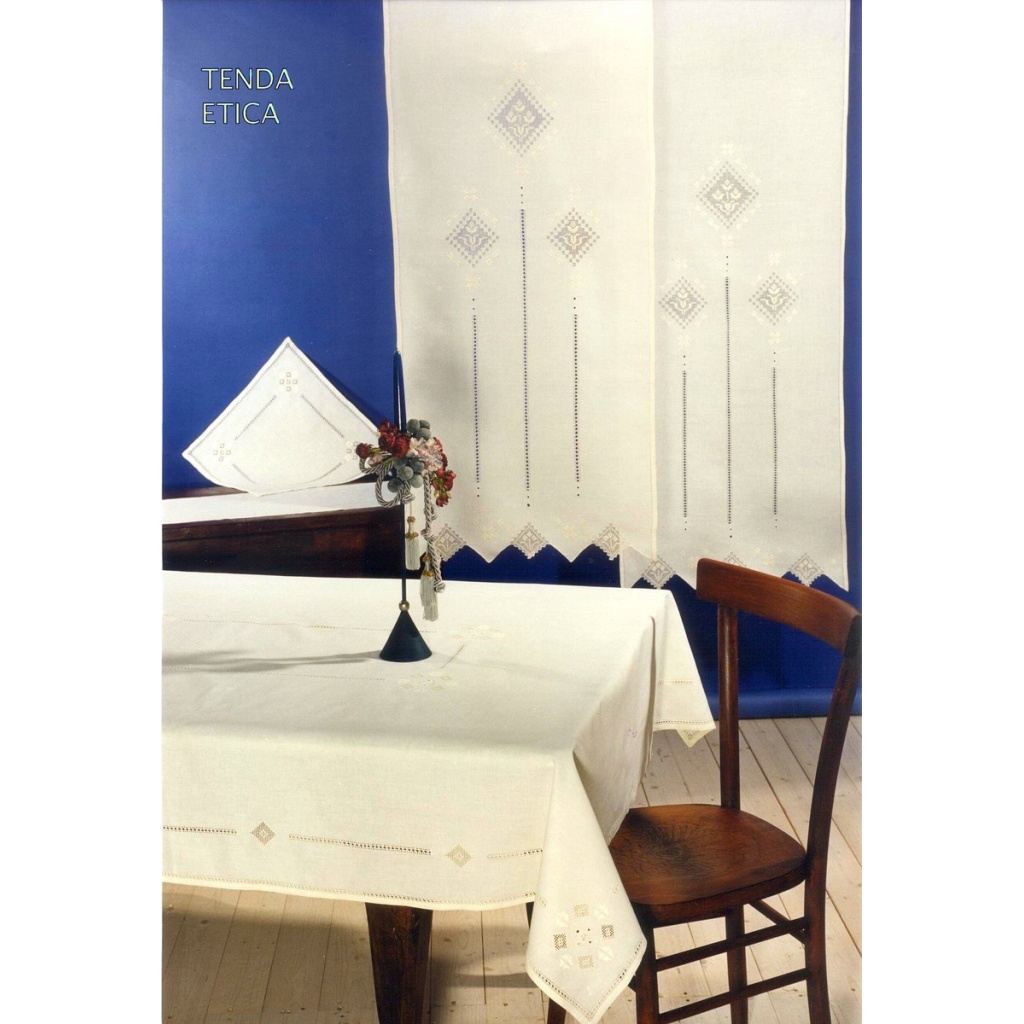 Tovaglia RICAMATA A MANO made in Italy PURO LINO GAIA   CHAMPAGNE