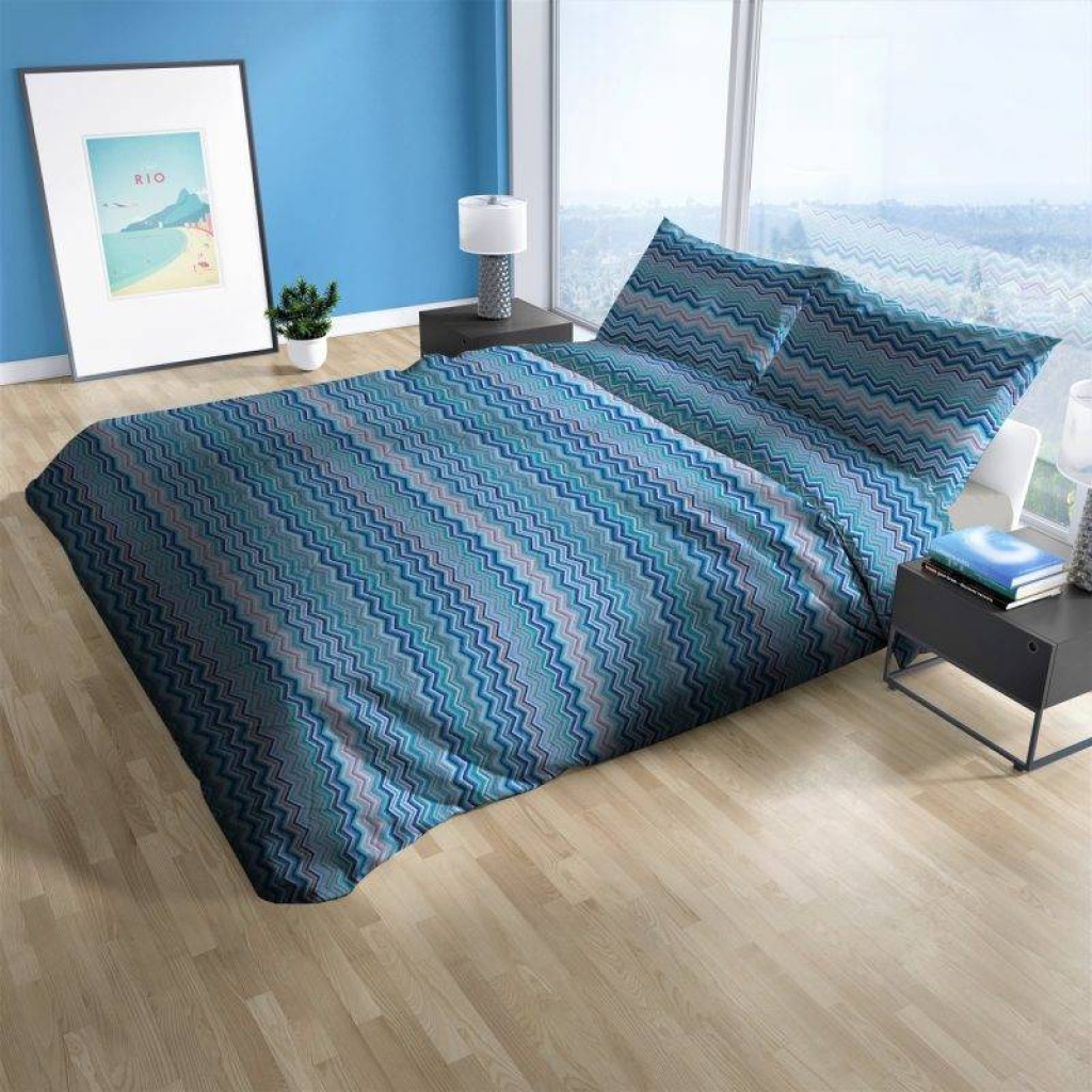 Trapuntino Copriletto Primaverile in Cotone Made in Italy dis Baia Lilla e blu